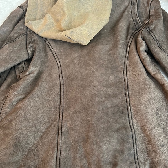 Woman’s brown, leather jacket. Size S. Attached hood. Purchased at Holt Renfrew. - Picture 7 of 9